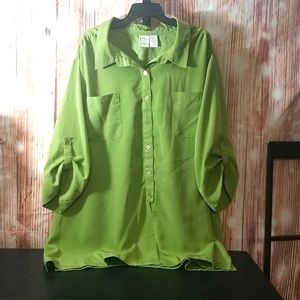 Roaman's Women's Green Shirt 100% polyester Size 4X